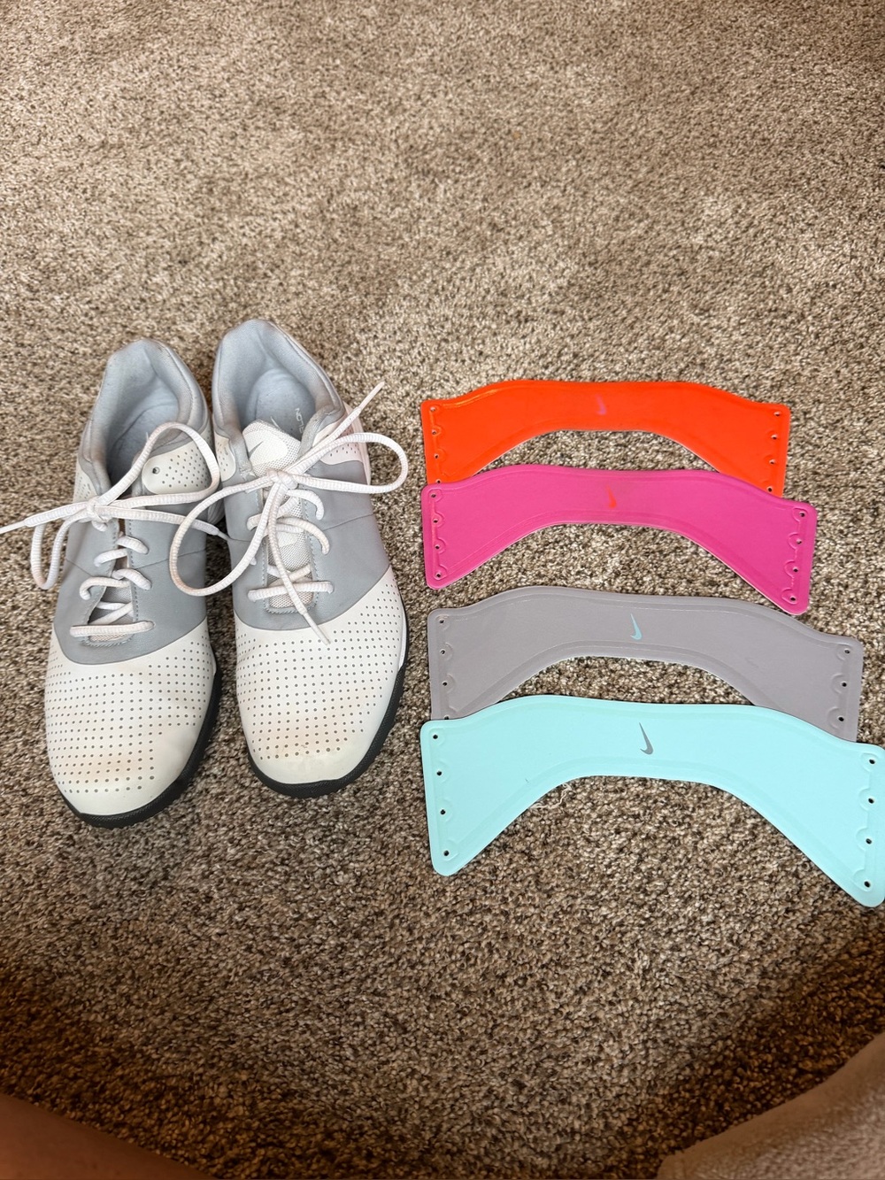 Nike Light Gray and White Lunarlon Golf Shoes